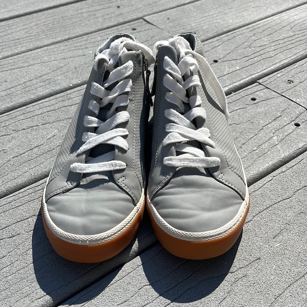 Beautiful grey high top sneakers- gently used. Smoke free home. Size 8.5 womens